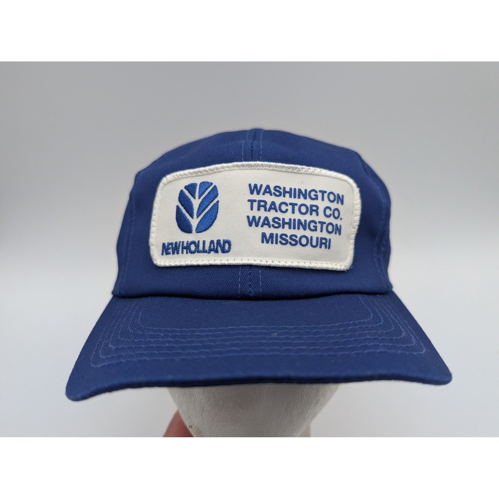 Vintage New Holland Washington Tractor Co K-Products Snapback Hat Blue USA Made